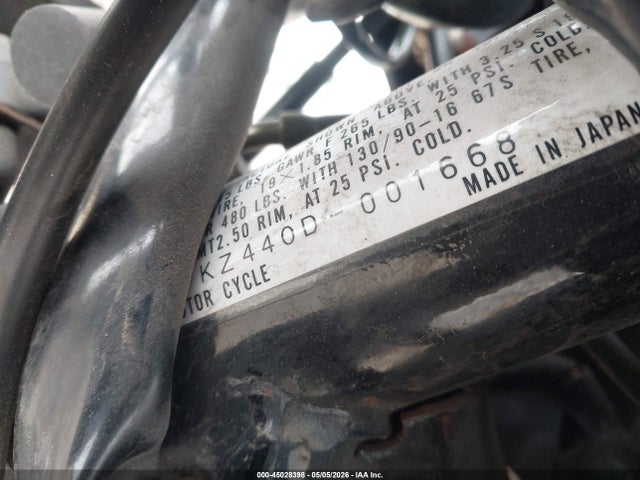 1980 Kawasaki Kz440-a მანქანა იყიდება აუქციონზე, vin: KZ440D001668, აუქციონის ნომერი: 45028398