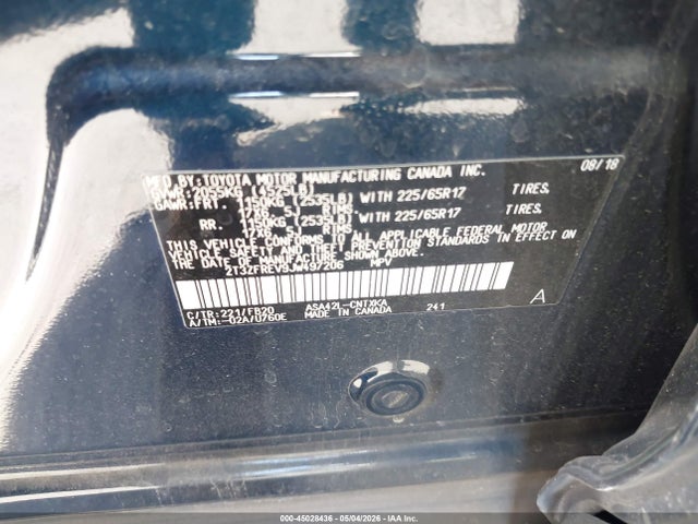 Продажа на аукционе авто 2018 Toyota Rav4 Le, vin: 2T3ZFREV9JW497206, номер лота: 45028436