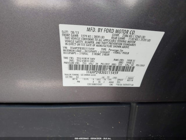 Aukcja sprzedaży 2014 Ford Taurus Limited, vin: 1FAHP2F83EG115459, numer aukcji: 45028443