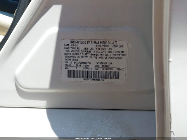 Продажа на аукционе авто 2015 Infiniti Q50 Premium, vin: JN1BV7AP9FM349760, номер лота: 45028451