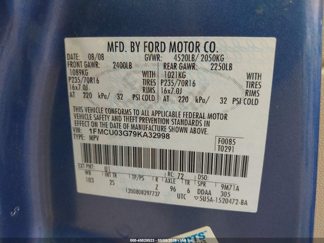 Aukcja sprzedaży 2009 Ford Escape Xlt, vin: 1FMCU03G79KA32998, numer aukcji: 45028523