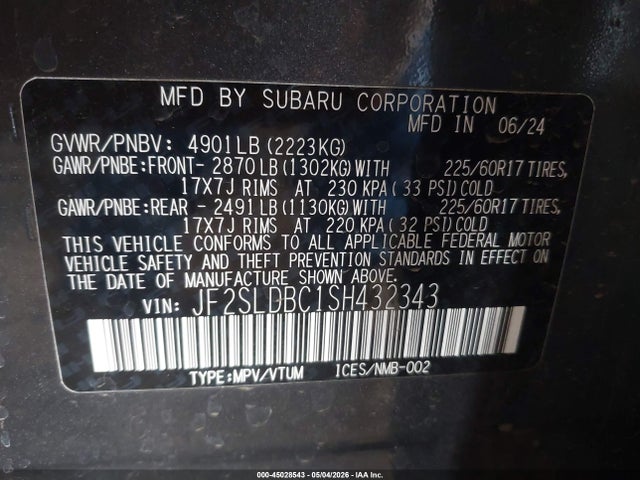Aukcja sprzedaży 2025 Subaru Forester Premium, vin: JF2SLDBC1SH432343, numer aukcji: 45028543