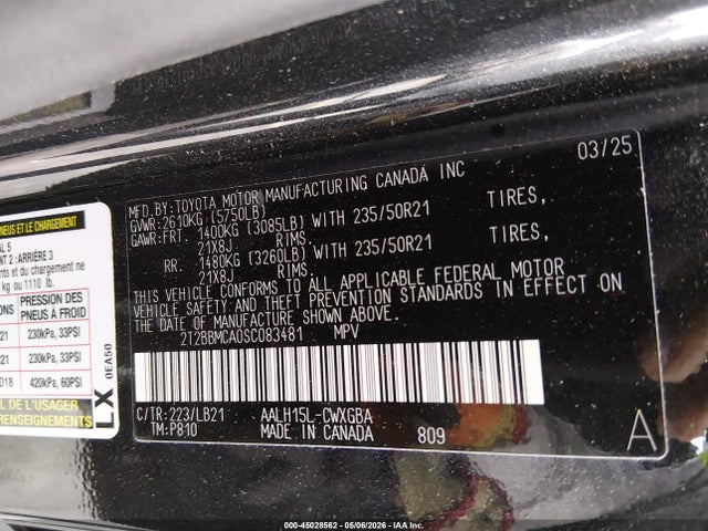 Aukcja sprzedaży 2025 Lexus Rx 350h Premium Plus, vin: 2T2BBMCA0SC083481, numer aukcji: 45028562