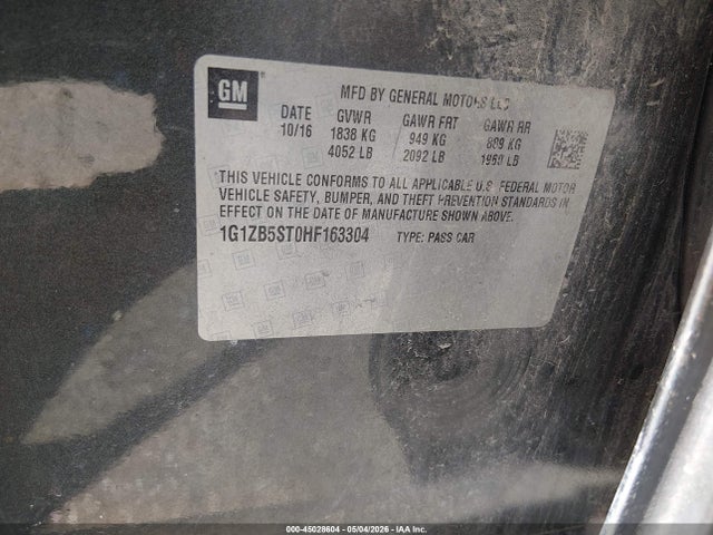 Aukcja sprzedaży 2017 Chevrolet Malibu Ls, vin: 1G1ZB5ST0HF163304, numer aukcji: 45028604