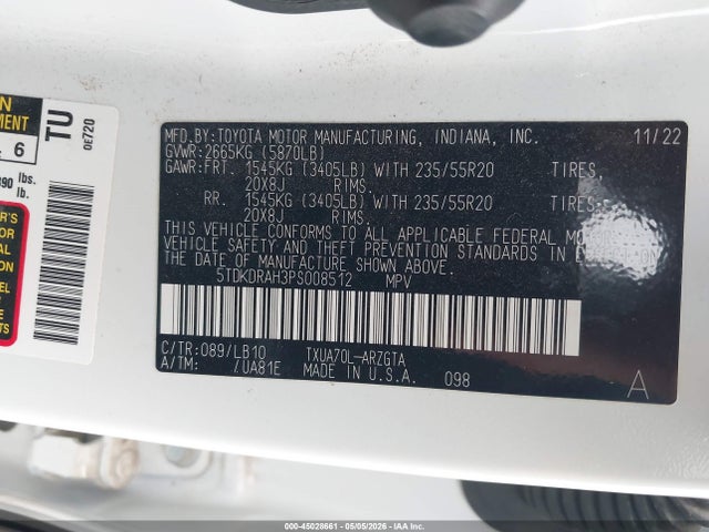 Продаж на аукціоні авто 2023 Toyota Highlander Limited, vin: 5TDKDRAH3PS008512, номер лоту: 45028661