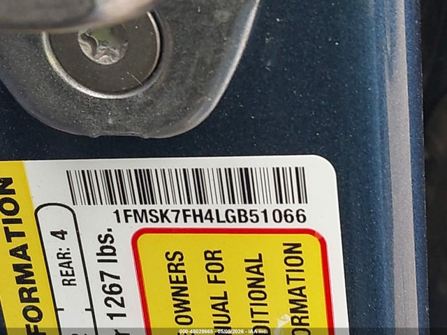 45028665 :رقم المزاد ، 1FMSK7FH4LGB51066 vin ، 2020 Ford Explorer Limited مزاد بيع