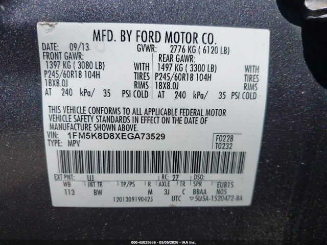 2014 Ford Explorer Xlt მანქანა იყიდება აუქციონზე, vin: 1FM5K8D8XEGA73529, აუქციონის ნომერი: 45028686