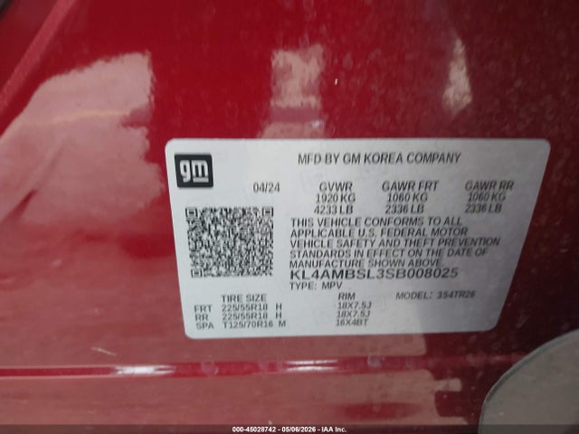 Aukcja sprzedaży 2025 Buick Encore Gx Preferred Fwd, vin: KL4AMBSL3SB008025, numer aukcji: 45028742