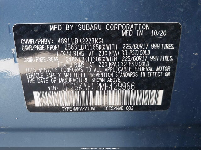 Subaru Forester Premium 2021 JF2SKAFC2MH429966 Image 9