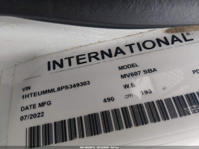 2023 International Mv მანქანა იყიდება აუქციონზე, vin: 1HTEUMML8PS349303, აუქციონის ნომერი: 45028815