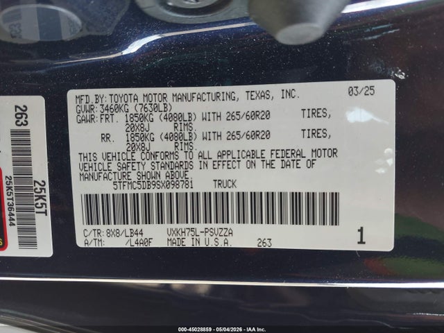 5TFMC5DB9SX098781 Toyota Tundra Hybrid 1794 Edition Crewmax 5.5&#039; Bed