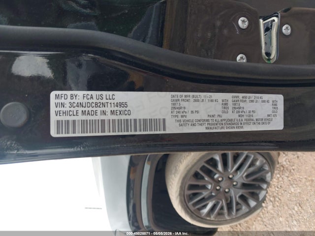 2022 Jeep Compass High Altitude 4x4 მანქანა იყიდება აუქციონზე, vin: 3C4NJDCB2NT114955, აუქციონის ნომერი: 45028871