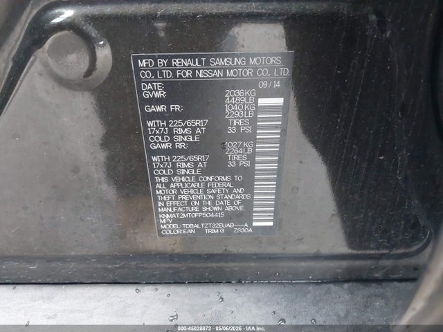 45028872 :رقم المزاد ، KNMAT2MT0FP504415 vin ، 2015 Nissan Rogue Sv مزاد بيع