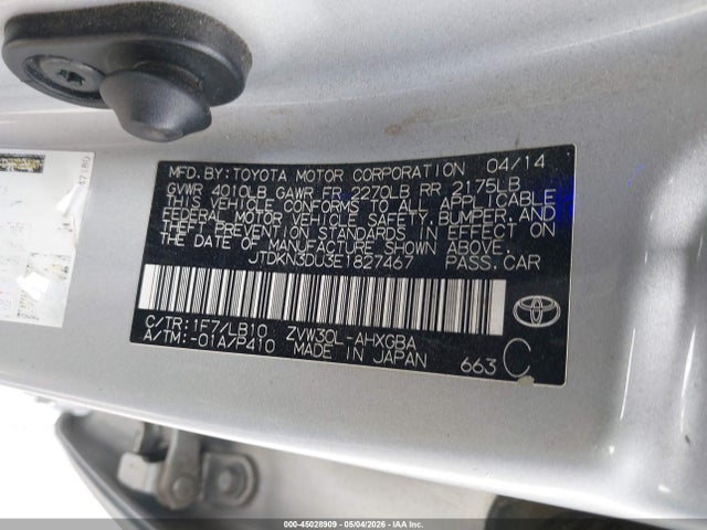 Toyota Prius Five 2014 JTDKN3DU3E1827467 Image 9
