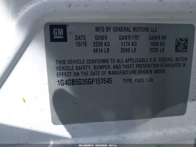 1G4GB5G35GF157645 Buick Lacrosse Leather