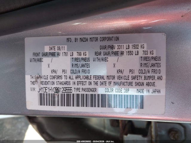 Aukcja sprzedaży 2011 Mazda Mazda2 Sport, vin: JM1DE1HY0B0129555, numer aukcji: 45029092
