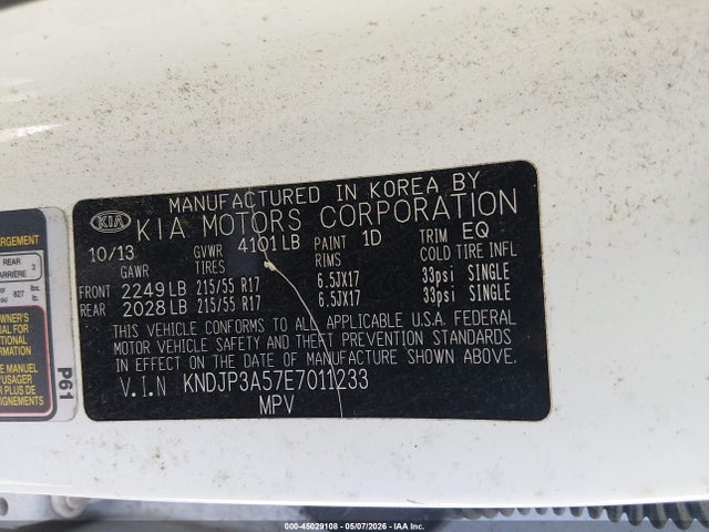 45029108 :رقم المزاد ، KNDJP3A57E7011233 vin ، 2014 Kia Soul + مزاد بيع