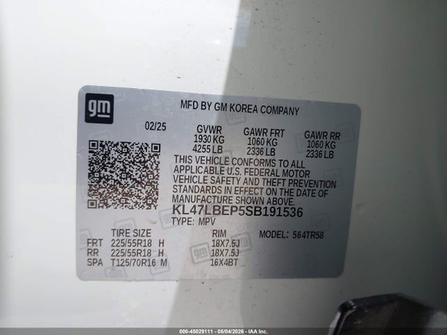 KL47LBEP5SB191536 Buick Envista Sport Touring Fwd