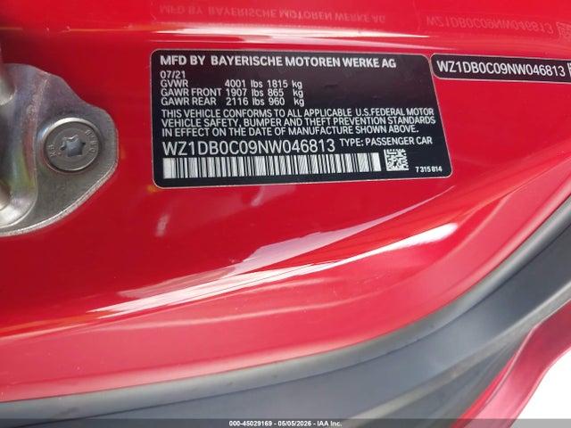 Aukcja sprzedaży 2022 Toyota Gr Supra 3.0 Premium, vin: WZ1DB0C09NW046813, numer aukcji: 45029169