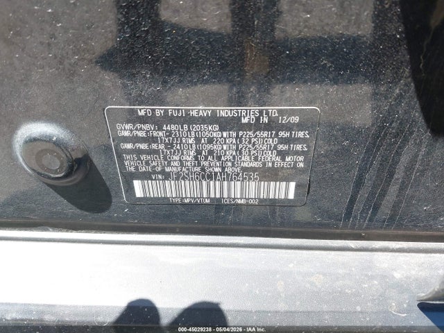 45029238 :رقم المزاد ، JF2SH6CC1AH764535 vin ، 2010 Subaru Forester 2.5x Premium مزاد بيع