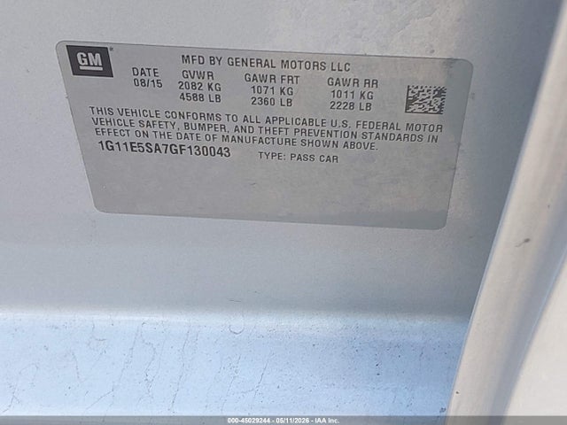 Продаж на аукціоні авто 2016 Chevrolet Malibu Limited Ltz, vin: 1G11E5SA7GF130043, номер лоту: 45029244