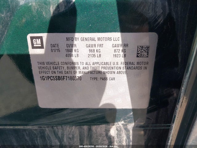 Aukcja sprzedaży 2015 Chevrolet Cruze 1lt Auto, vin: 1G1PC5SB6F7180370, numer aukcji: 45029258