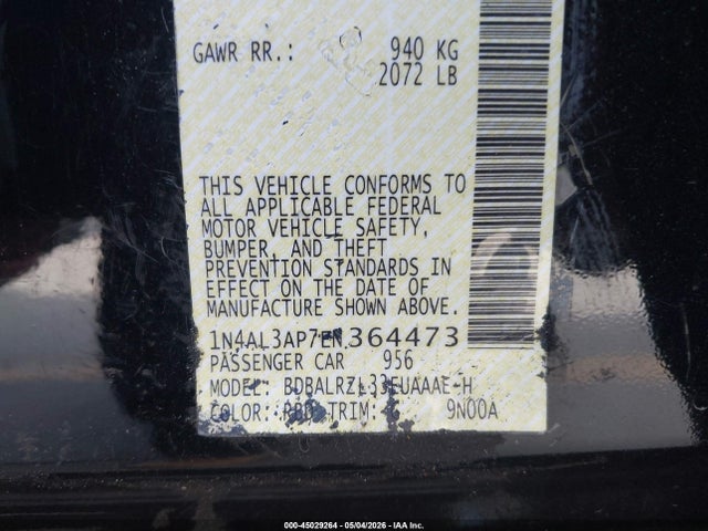 1N4AL3AP7EN364473 Nissan Altima 2.5 S