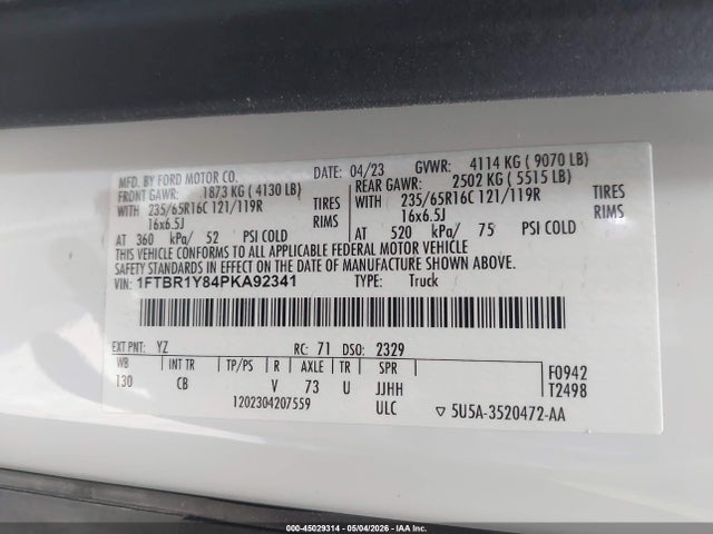 Ford Transit-250 2023 1FTBR1Y84PKA92341 Image 9
