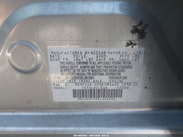 Nissan Versa Note Sv 2014 3N1CE2CP2EL351251 Image 9