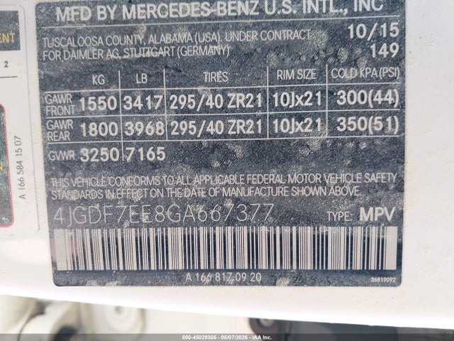 Продаж на аукціоні авто 2016 Mercedes-benz Amg Gl 63 4matic, vin: 4JGDF7EE8GA667377, номер лоту: 45029366
