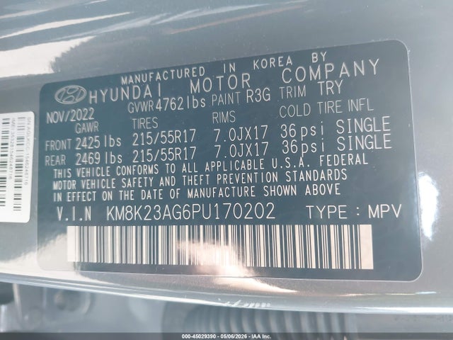KM8K23AG6PU170202 Hyundai Kona Electric Se
