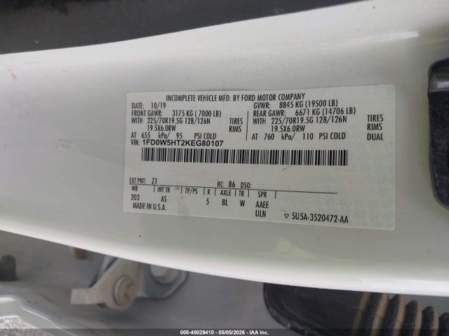 Продаж на аукціоні авто 2019 Ford F-550 Chassis Xl, vin: 1FD0W5HT2KEG80107, номер лоту: 45029410