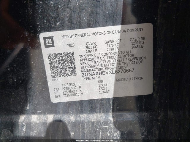 2GNAXHEVXL6278667 Chevrolet Equinox Fwd Ls