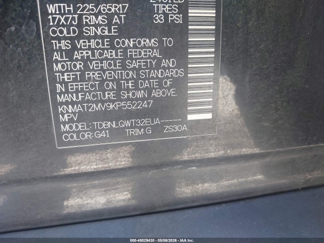 Nissan ROGUE SV 2019 KNMAT2MV9KP552247 Image 9