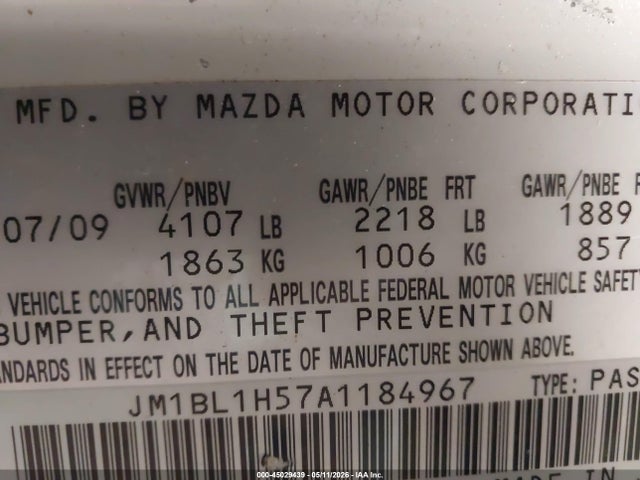 Продажа на аукционе авто 2010 Mazda Mazda3 S Sport, vin: JM1BL1H57A1184967, номер лота: 45029439