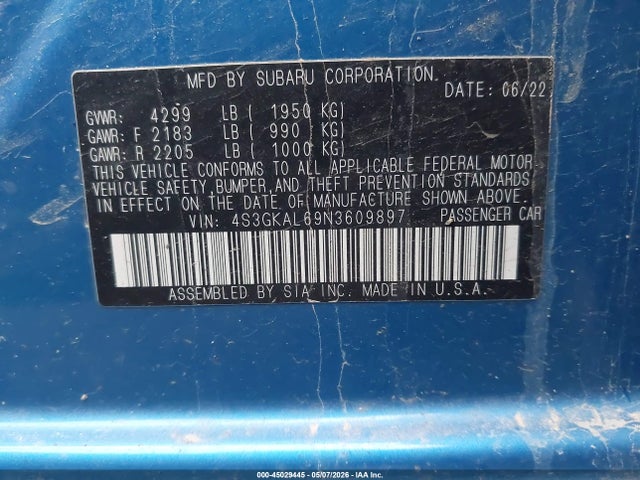 Subaru Impreza Sport 2022 4S3GKAL69N3609897 Image 9