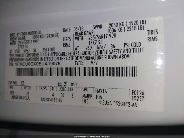 Ford ESCAPE SE 2014 1FMCU0GX0EUA19079 Image 9