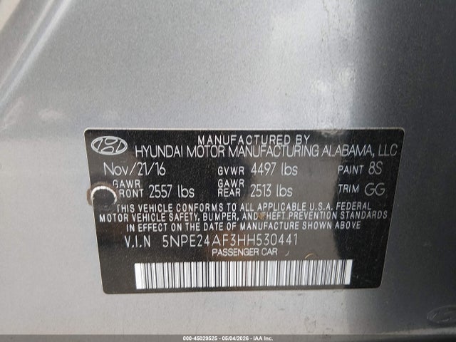 5NPE24AF3HH530441 Hyundai Sonata