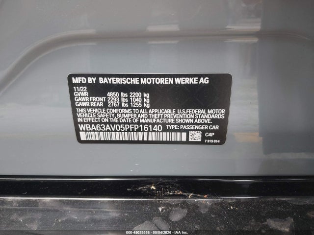 Aukcja sprzedaży 2023 Bmw 430i Gran Coupe, vin: WBA63AV05PFP16140, numer aukcji: 45029556