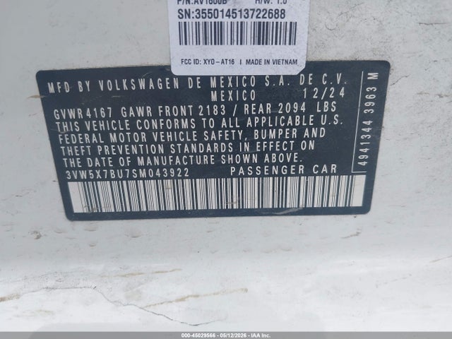 3VW5X7BU7SM043922 Volkswagen Jetta 1.5t S