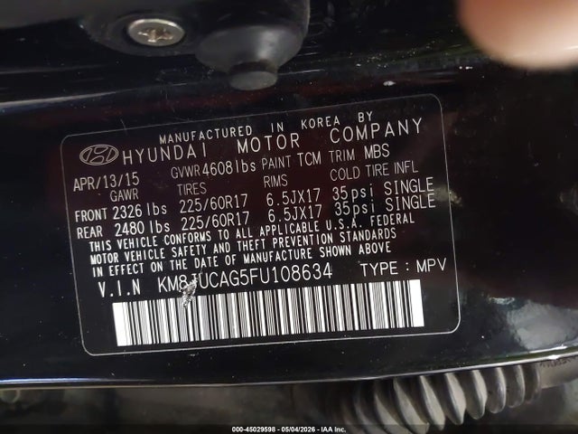 KM8JUCAG5FU108634 Hyundai TUCSON SE