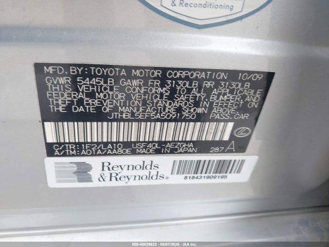 Продажа на аукционе авто 2010 Lexus Ls 460, vin: JTHBL5EF5A5091750, номер лота: 45029622