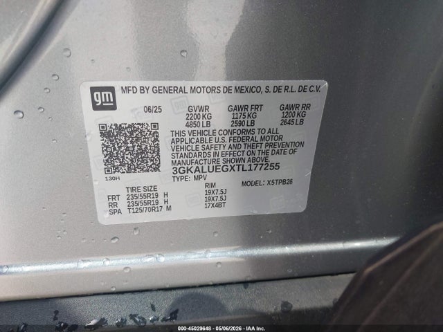 Продаж на аукціоні авто 2026 Gmc Terrain Awd Elevation, vin: 3GKALUEGXTL177255, номер лоту: 45029648