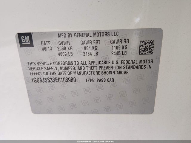 Aukcja sprzedaży 2014 Cadillac Ats Performance, vin: 1G6AJ5S33E0103980, numer aukcji: 45029661