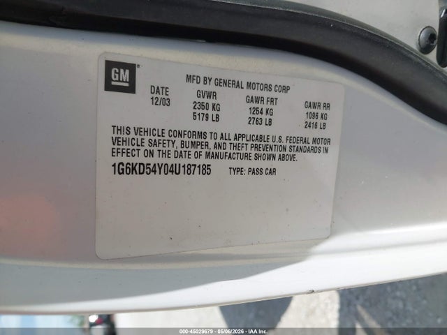 45029679 :رقم المزاد ، 1G6KD54Y04U187185 vin ، 2004 Cadillac Deville Standard مزاد بيع