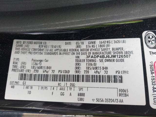 Ford FIESTA SE 2018 3FADP4BJ6JM126507 Image 9