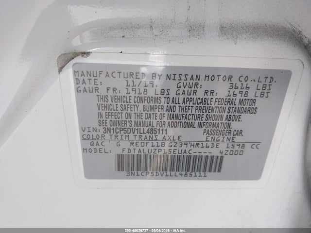 3N1CP5DV1LL485111 Nissan Kicks Sr Xtronic Cvt