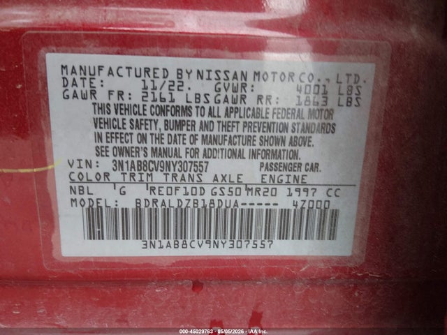 3N1AB8CV9NY307557 Nissan Sentra Sv Xtronic Cvt