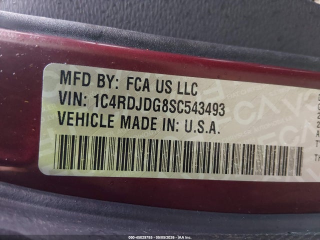 Aukcja sprzedaży 2025 Dodge Durango Gt Awd, vin: 1C4RDJDG8SC543493, numer aukcji: 45029785