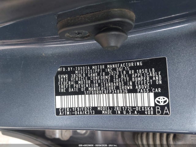 Toyota Corolla S Plus 2015 5YFBURHE8FP348936 Image 9